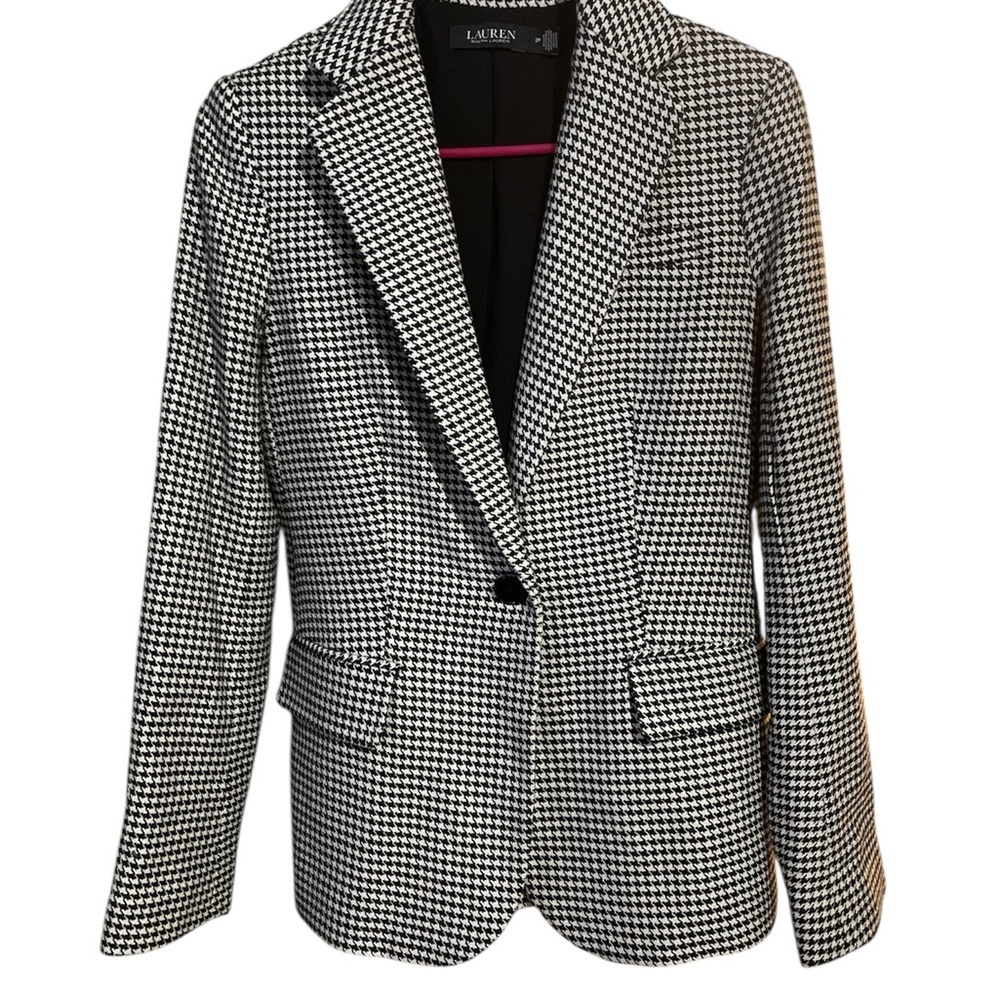 Ralph Lauren Black and White Houndstooth Blazer